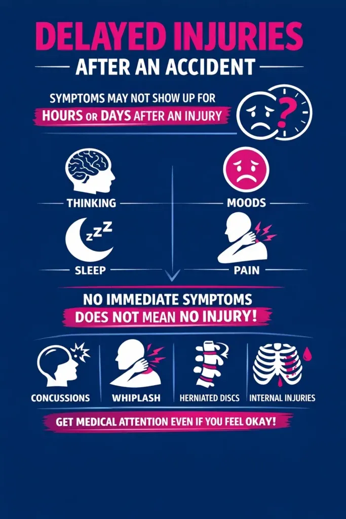 Delayed injury symptoms after an accident