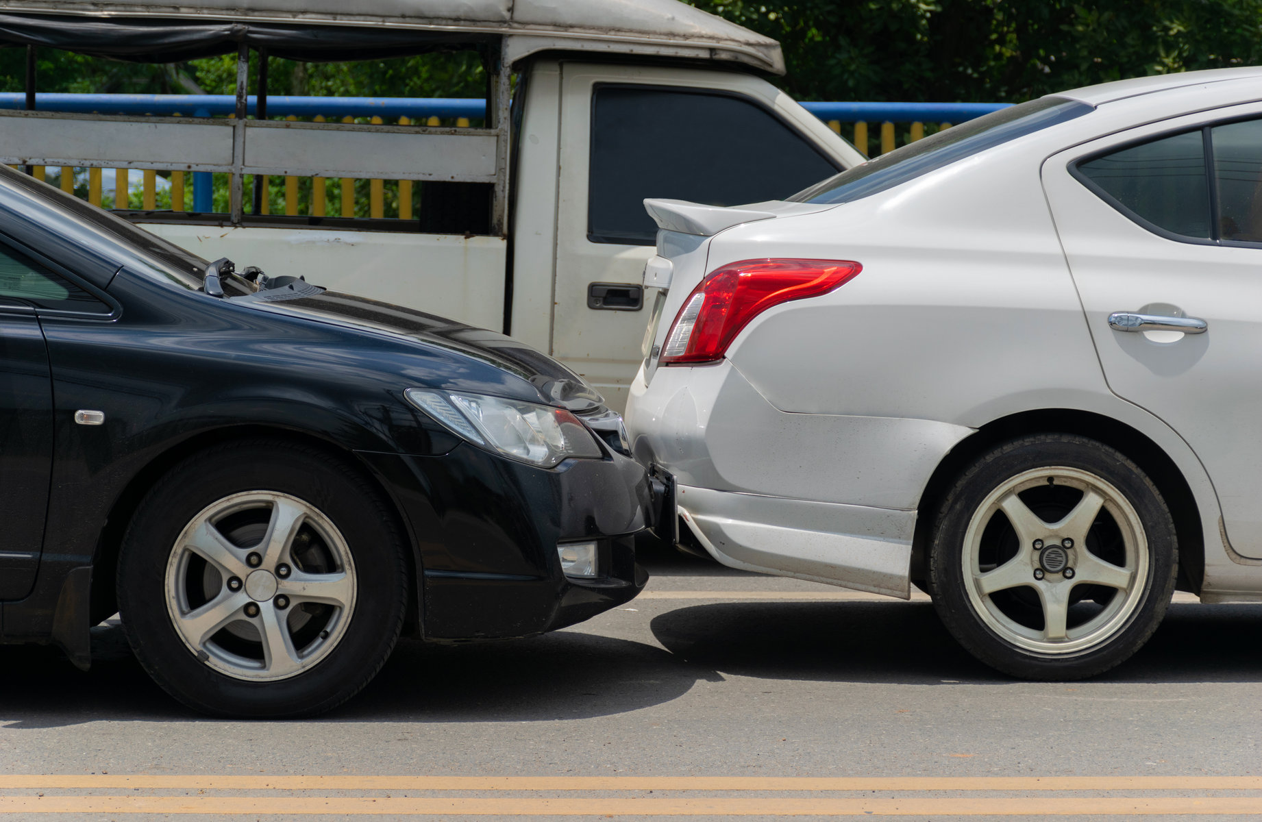 Car crash from car accident on the road in wait insurance.