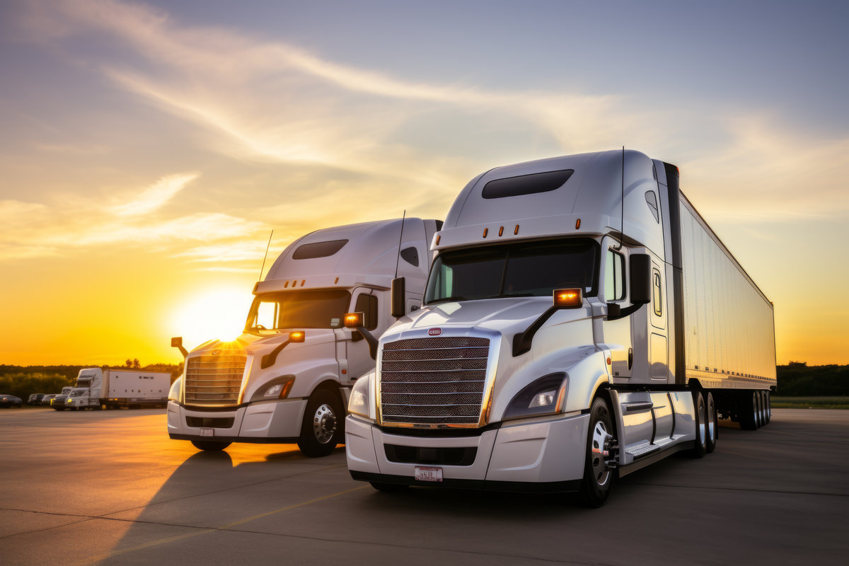 Logistic center cargo trucks transportation shipping lorry delivery freight semi-truck road carrier warehouse storage vehicle load shipment delivery container van fast transport commercial business